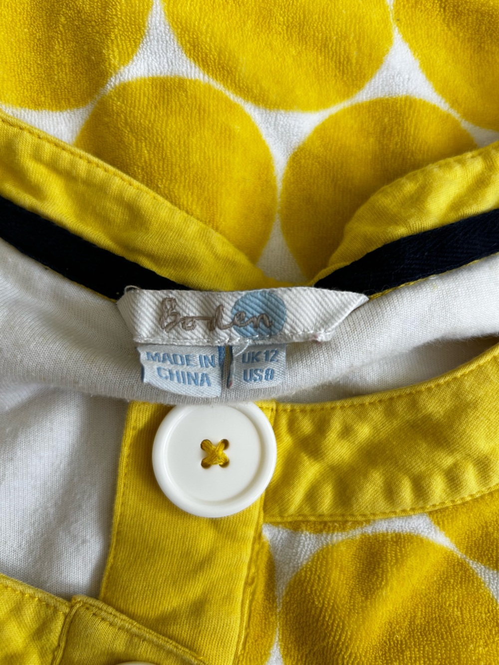 Boden Yellow & White Polka Dot Terrycloth High Neck Sleeveless Mini Dress Size 8 - Picture 6 of 6